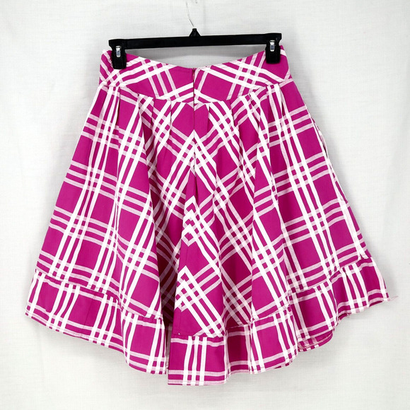 Paper Doll Skirt Juniors Large Pink White Plaid Pleated Lined Swing Rockabilly - Picture 2 of 11